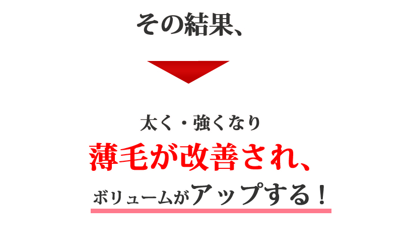 太く・強くなり薄毛が改善され、ボリュームがアップする!